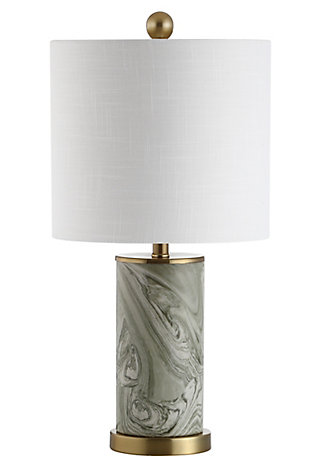 JONATHAN Y Swirl 20.5" Ceramic LED Table Lamp, Gray/Green, , large