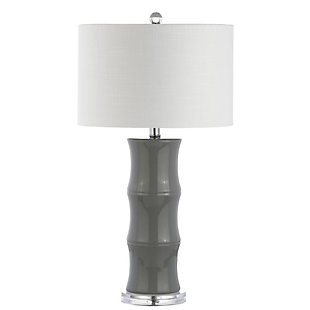 JONATHAN Y Tiki 26.5" Ceramic LED Table Lamp, Gray, White, large