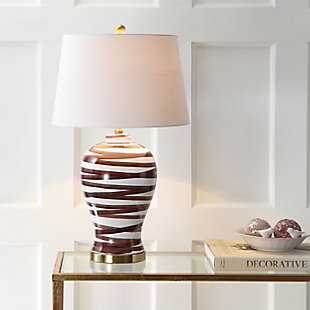 JONATHAN Y Joelie 29" Ceramic LED Table Lamp, Brown/White, White/Navy, rollover