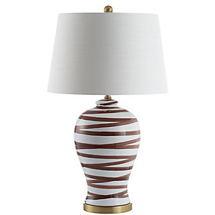 JONATHAN Y Joelie 29" Ceramic LED Table Lamp, Brown/White, White/Navy, large