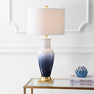 JONATHAN Y Dip Dye 31.5" Ceramic LED Table Lamp, White/Navy, White/Gray, rollover
