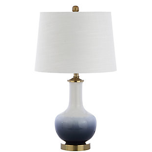 JONATHAN Y Gradient 25" Ceramic/Brass LED Table Lamp, White/Navy, White/Gray, large