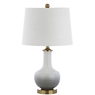 JONATHAN Y Gradient 25" Ceramic/Brass LED Table Lamp, White/Gray, Antique Brown/Gray, large