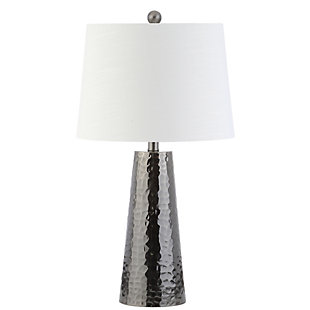 JONATHAN Y Wells 26" Hammered Metal LED Table Lamp, Black Nickel, , large