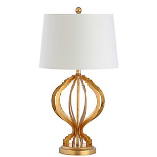 JONATHAN Y Sebastian 28.5" Metal Trellis LED Table Lamp, Gold Leaf, , large