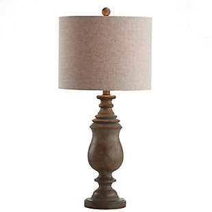 JONATHAN Y Abeline 28.5" Resin LED Table Lamp, Brown Faux Wood, , large
