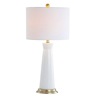 JONATHAN Y Hartley 29" Ceramic Column LED Table Lamp, White, White/Navy, large