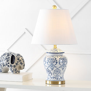 JONATHAN Y Juliana 22.25" Traditional Classic Chinoiserie Ceramic LED Table Lamp, Blue/White, , rollover