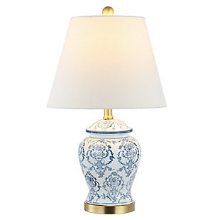 JONATHAN Y Juliana 22.25" Traditional Classic Chinoiserie Ceramic LED Table Lamp, Blue/White, , large