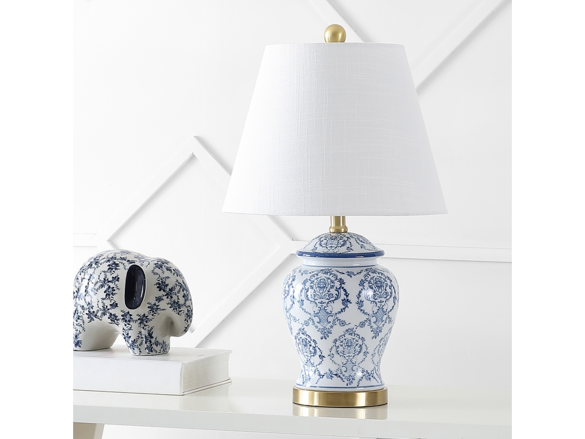 Blue and white ceramic table lamp sales