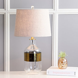 JONATHAN Y Stevens 25.5" Glass LED Table Lamp, Clear/Brass, , rollover