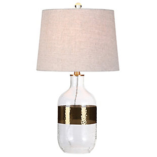 JONATHAN Y Stevens 25.5" Glass LED Table Lamp, Clear/Brass, , large