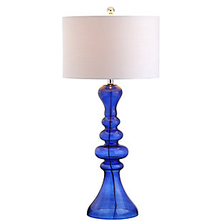 JONATHAN Y Madeline 35" Curved Glass LED Table Lamp, Cobalt, White/Black, large