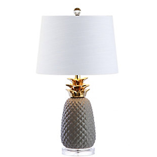 JONATHAN Y Pineapple 23" Ceramic LED Table Lamp, Gray/Gold, Natural/Gray, large