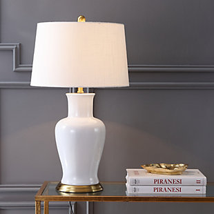JONATHAN Y Julian 29" Ceramic LED Table Lamp, White/Gold, Clear/Chrome/White, rollover