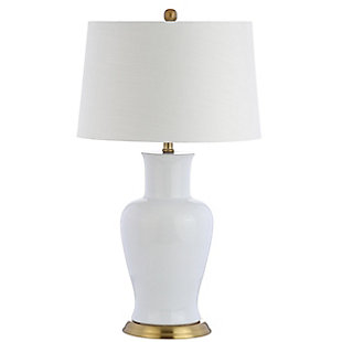JONATHAN Y Julian 29" Ceramic LED Table Lamp, White/Gold, Clear/Chrome/White, large