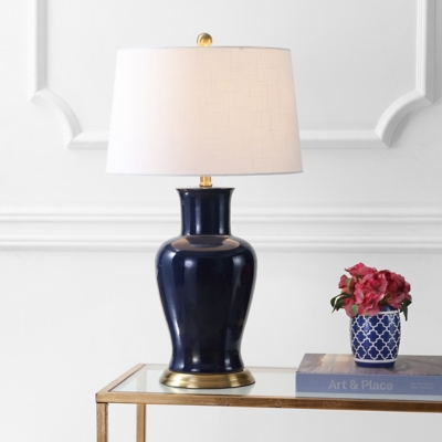 Ceramic Led Table Lamp Navy, Edward 27 In Rose Gold Glass Crystal Led Table Lamp