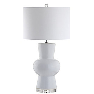 JONATHAN Y Julia 28.5" Ceramic LED Table Lamp, White, Gray/Clear/White, large