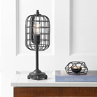 JONATHAN Y Odette 20" Industrial Metal Table Lamp, Black/Silver, , rollover