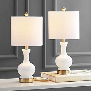 JONATHAN Y Cox 22" Glass/Metal LED Table Lamp, White (Set of 2), White, rollover