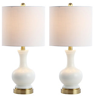 JONATHAN Y Cox 22" Glass/Metal LED Table Lamp, White (Set of 2), White, large