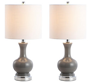 JONATHAN Y Cox 22" Metal/Glass LED Table Lamp, Gray (Set of 2), Gold/White, large