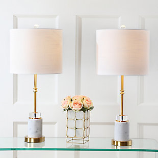 JONATHAN Y Harper 27" Marble/Crystal LED Table Lamp, Brass (Set of 2), , rollover