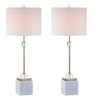 JONATHAN Y Dawson 30" Marble/Crystal LED Table Lamp, Brass (Set of 2), , large