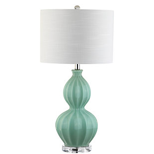 JONATHAN Y Faye 28" Glass LED Table Lamp, Seafoam Green, , large