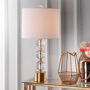 JONATHAN Y Ashley 25.25" Crystal LED Table Lamp, Clear/Brass, , rollover