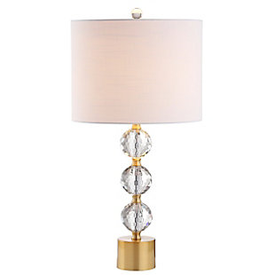 JONATHAN Y Ashley 25.25" Crystal LED Table Lamp, Clear/Brass, , large