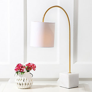 JONATHAN Y Fisher 25" Marble/Brass LED Table Lamp, , rollover