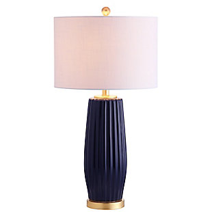 JONATHAN Y Roman 28.5" Ceramic LED Table Lamp, Navy, Pink/White, large