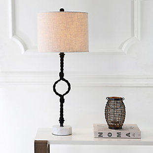JONATHAN Y Mercer 32.5" Metal/Marble LED Table Lamp, Black/Gray, , rollover