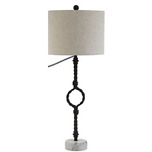 JONATHAN Y Mercer 32.5" Metal/Marble LED Table Lamp, Black/Gray, , large