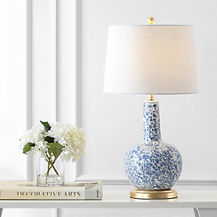 JONATHAN Y Chinois 30" Ceramic/Iron Classic Cottage LED Table Lamp, Blue/White, , rollover