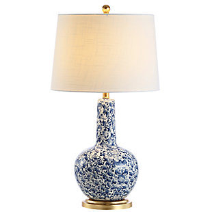 JONATHAN Y Chinois 30" Ceramic/Iron Classic Cottage LED Table Lamp, Blue/White, , large