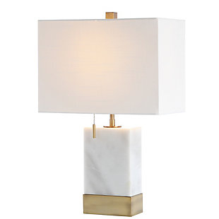 JONATHAN Y Trevor 22.5" Marble/Iron Gold Modern Console LED Table Lamp, white, , large