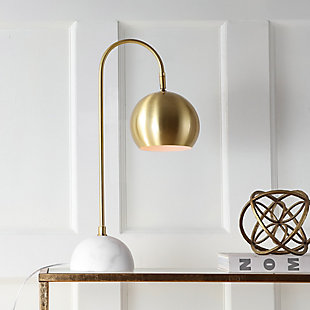 JONATHAN Y Stephen 23.5" Metal/Marble LED Table Lamp, Brass Gold/White, , rollover