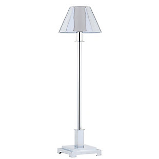 JONATHAN Y Roxy 26" Metal Shade LED Table Lamp, Chrome, Brown/Aqua/White, large