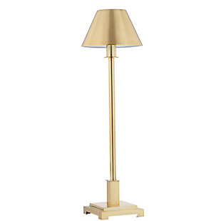 JONATHAN Y Roxy 26" Metal Shade LED Table Lamp, Brushed Brass, Nickel/Clear/White, large