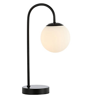 JONATHAN Y Arco 18.25" Iron/Glass Minimalist Mid-Century Globe LED Table Lamp, Black, , large