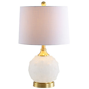 JONATHAN Y Ilsa 22" Dotted Glass/Metal LED Table Lamp, White/Brass Gold, , large