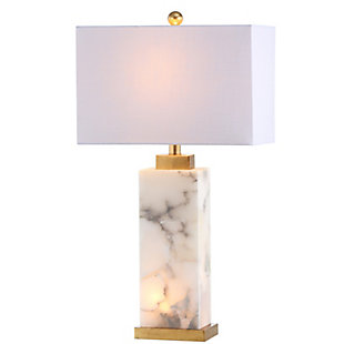 JONATHAN Y Elizabeth 27.5" Alabaster LED Table Lamp, White/Gold Leaf, , large
