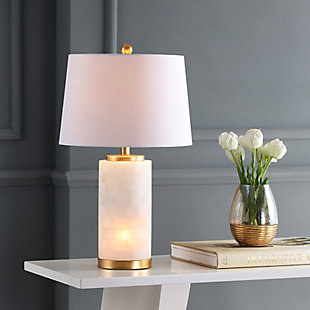 JONATHAN Y Eliza 25.5" Alabaster LED Table Lamp, White/Gold Leaf, , rollover