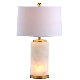 JONATHAN Y Eliza 25.5" Alabaster LED Table Lamp, White/Gold Leaf, , large