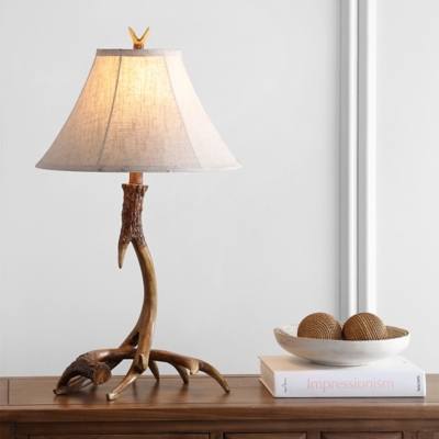 JONATHAN Y Antler 27.5" Rustic Resin LED Table Lamp, Brown, , large