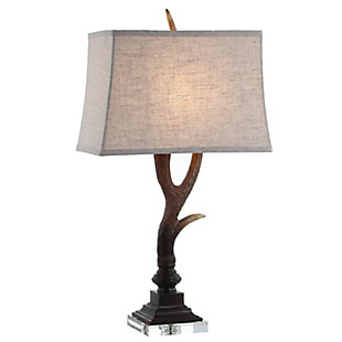 JONATHAN Y Antler 29.5" Rustic Resin/Crystal LED Table Lamp, Brown/Clear, , large