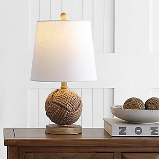 JONATHAN Y Monkey Fist 18" Rope Ball LED Table Lamp, Natural, , rollover