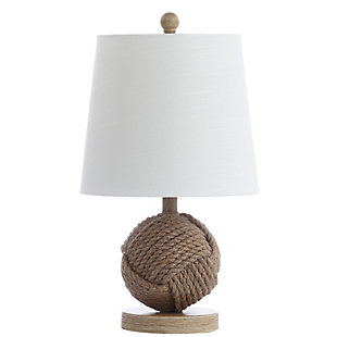JONATHAN Y Monkey Fist 18" Rope Ball LED Table Lamp, Natural, , large